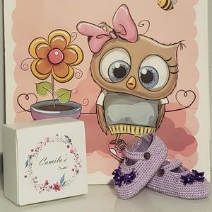 Hand made purple crochet mary janes